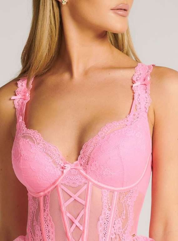 Nicolette longline basque bra - Candy Pink Further reduced (matching underwear available) Click & collect Available