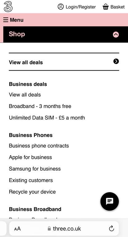 Three unlimited data only sim £5 pm 24 months (exclusive of VAT) - Business Pay Monthly
