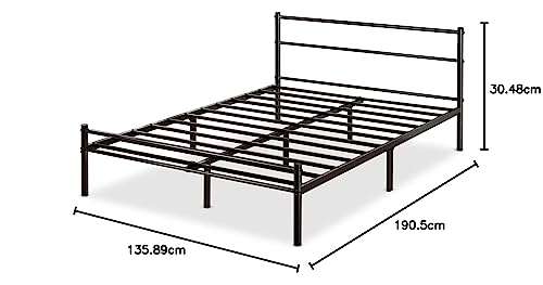 ZINUS 27.94 cm Double Black Metal Platform Bed Frame with Headboard and Footboard/Premium Steel Slat