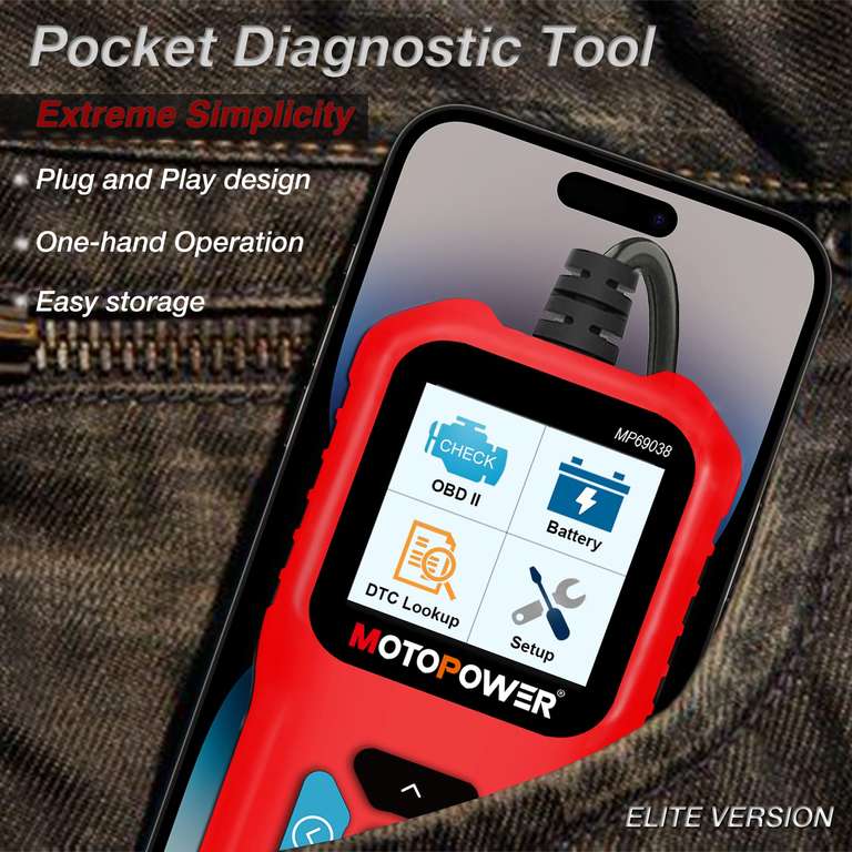 MOTOPOWER MP69038 Car OBD2 Engine Fault Code Reader Scanner CAN Diagnostic Scan Tool - Elite Edition w/voucher by motopower direct FBA