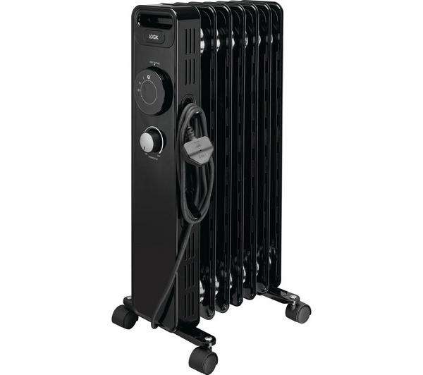 LOGIK Portable Oil-filled Radiator - Black now £14.99 - Free Click and Collect @ Currys