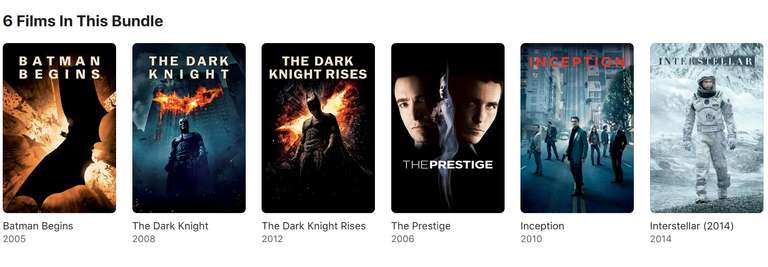 Christopher Nolan 6 Film 4K Collection - £19.99 @ iTunes