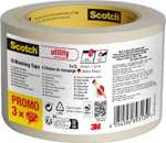 Scotch Utility Masking Tape, Promo Pack of 3 Rolls, 30 mm x 50 m, Beige- Painters Masking Tape for Indoor Painting and Decorating, 70% PEFC