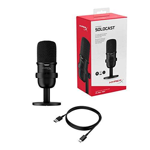 HyperX SoloCast – USB Condenser Gaming Microphone, for PC, PS4, and Mac, Tap-to-mute Sensor £39.99 @ Amazon