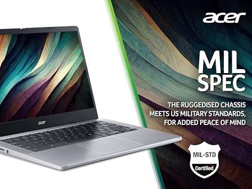 Acer Chromebook 314 CB314-4H Laptop - Intel Celeron N4500, 4GB, 128GB eMMC, Integrated Graphics, 14-inch FHD, Google Chrome OS, Silver
