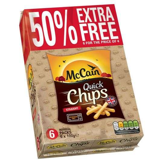 McCain Straight Quick Chips 6 x 100g £2 @ Iceland