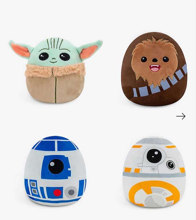 Squishmallow Star Wars soft toy assortment 50cm £9 +£5 delivery @ Selfridges