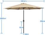 Yaheetech Garden Parasol Umbrella 3.2m (Tan / Red) W/Voucher - Sold by Yaheetech UK (Prime Exclusive)