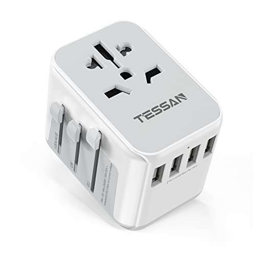 Universal Travel Adapter, TESSAN Travel Plug Adapter Worldwide with 4 USB and 1 AC Socket - £15.29 - Sold by Tspower / FB Amazon