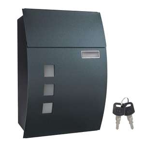 SONGMICS - Wall Mounted Post Box with Viewing Windows, Name Slot, 2 Keys - Charcoal Grey Sold & Supplied by SONGMICS HOME UK