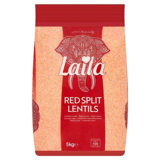 Laila Red Split Lentils 5kg (Typically 1kg -£1.30) with Nectar Card Price