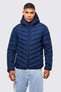 Men's Quilted Zip Through Jacket With Hood (Size S)