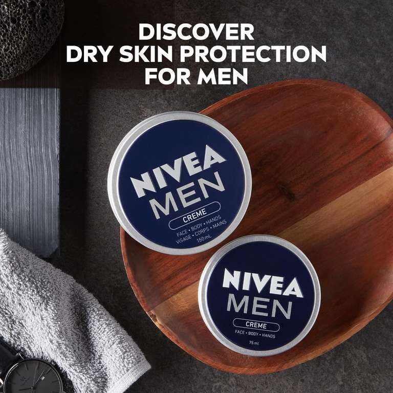NIVEA Men Creme 75ml Intensive Everyday Moisturising Cream, Fast-Absorbing Face, Body & Hand Cream, with Vitamin E & Aloe Vera - £1.97 S&S