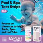TESPERT Pool Water Test Kit 7-in-1 Spa and Hot Tub Test Strips125 Strips Pool Test Strips Hot Tub Chemistry Test Kit for Hardness