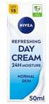 NIVEA Refreshing 24H Day Cream for Normal Skin/ Dry & Sensitive Skin SPF15 50ml £2.07 @ Superdrug Free order and collect