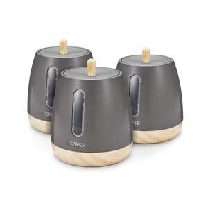 Tower Kitchen Storage Canisters, Grey - 3 Piece