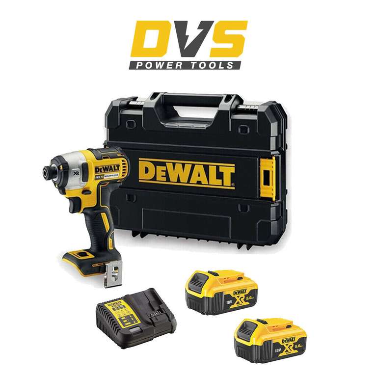 DeWalt DCF887P2 18V Cordless Brushless Impact Driver 2x5Ah Batteries DCB184 (with code) - sold by dvspowertools