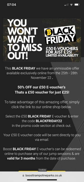 £50 Gift evoucher for just £25 at Boost Trampoline Parks - valid for 3 months from the date of purchase