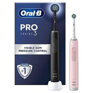 Oral-B Pro 3 2x Electric Toothbrushes, 2 Handles & 2 Cross Action Toothbrush Heads, 3 Modes, w/voucher