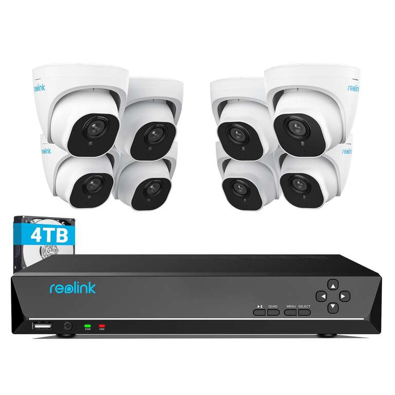 Reolink 4K PoE Camera Security System, 8X 4K Security Camera Outdoor, 16CH 4K NVR with 4TB HDD using voucher and code @ ReolinkEU /FBA