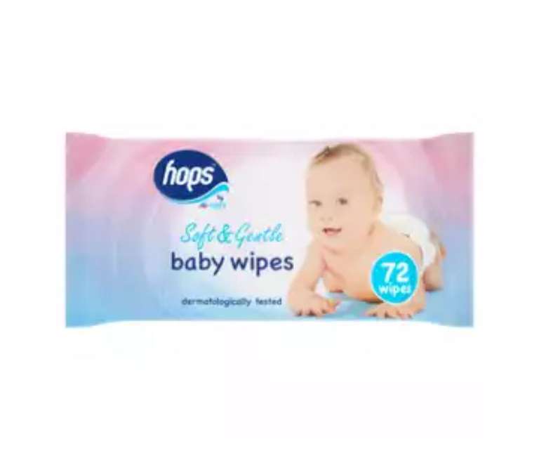 Hops 72 Soft & Gentle Baby Wipes 72pk - 22p @ Asda Wolverhampton