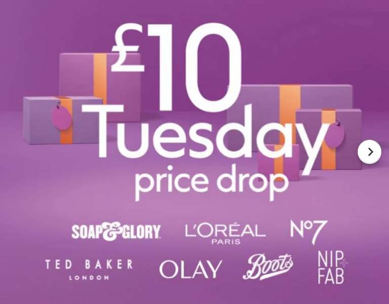 £10 Tuesday E.G. Sanctuary Spa,Soap & Glory,Ted Baker,Champneys,Burt's Bees,Nip&Fab,Cetraben, LOreal,Olay,No 7 (£1.50 C&C/Free on £15 Spend)