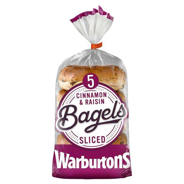 Warburtons Sliced Bagels 5 Per Pack - Cinnamon & Raisin / Plain / Sesame - £1 (Nectar Price) @ Sainsbury’s