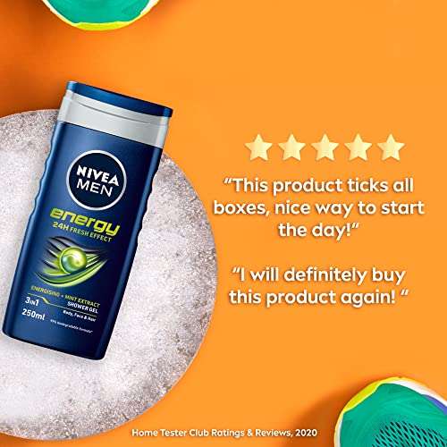 Nivea Men Energy Shower Gel (with Mint Exract) 250ml Pack of 6 - £6 (£5.40/£5.10 Subscribe & Save + 10% off Voucher on 1st S&S) @ Amazon