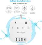 Extension Lead, Power Strip with 2 Way Outlets 4 (4.5A, 1 Type C and 3 USB-A Port) Surge Protection 1.8m Braided cord - Sold by ADDTAM / FBA