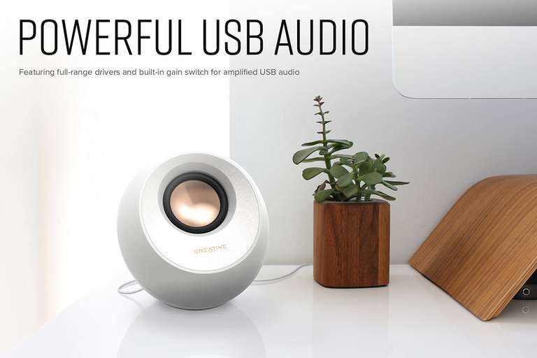 CREATIVE Pebble V3 Minimalistic 2.0 USB-C Desktop Speakers with USB Audio, Clear Dialog Enhancement - Sold by Creative Labs (Europe) FBA