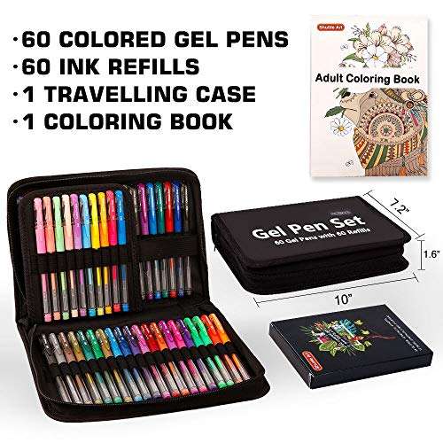 Glitter Gel Pens,Glitter Pen with Case for Adults Coloring Books,120 Pack  Artist