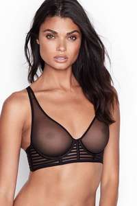 Vs Luxe Lingerie Mesh Longline Plunge Bra 32 DDD OR 36D £1 free delivery to store @ Victoria's Secret