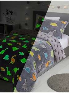 Sleepdown Dinosaurs Glow Fleece Duvet Set- Double +Free Click & Collect