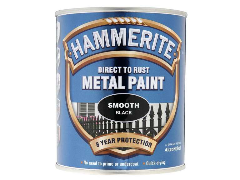 Hammerite Direct to Rust Metal Paint Smooth Black 750ml - £19.99 & Buy One Get One Free + Free Click & Collect @ Halfords