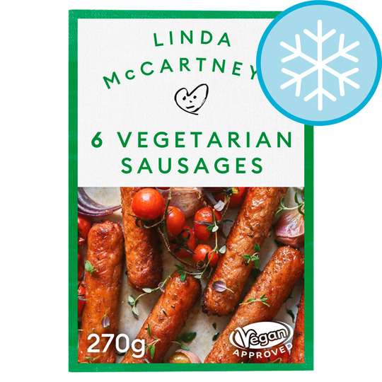 Linda Mccartney 6 Vegetarian Sausages/ Lincolnshire/ Red onion 270G £1.50 Clubcard Price