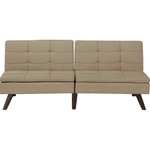 Modern Fabric Sofa Bed Light Brown Polyester Solid Wood Frame Reclining Ronne - £269.99 delivered @ ManoMano