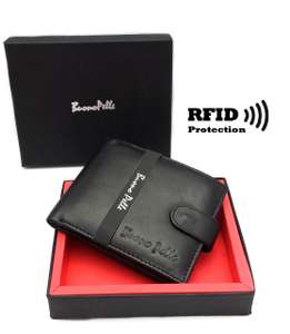 Mens Slim RFID Blocking Genuine Leather Wallet with Zip Coin Pocket with gift box - Sold by Discount Leather Mart / FBA