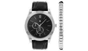 Spirit Men's Black Strap Watch and Bracelet Set - 2 For £20 - Free C&C