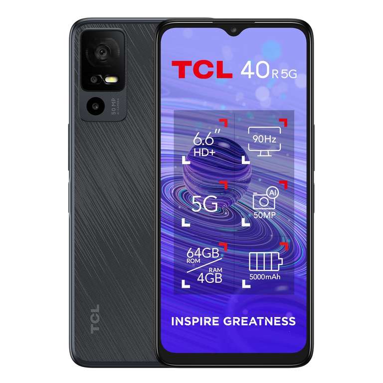TCL 40 R 5G Smartphone, 64GB plus 4GB RAM