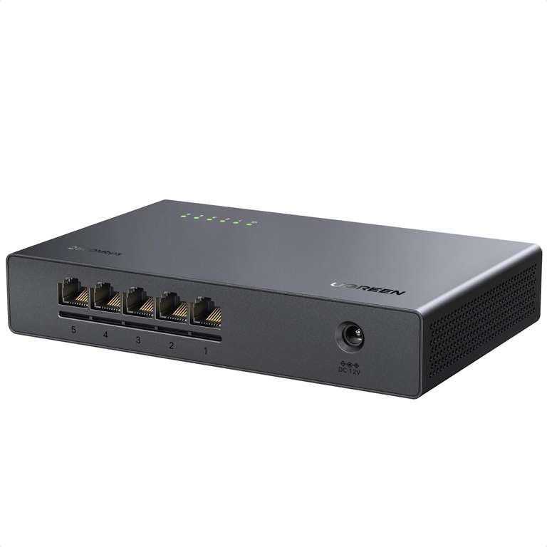 UGREEN 5-Port 2.5Gbps Unmanaged Network Switch – Plug & Play, Fanless ...