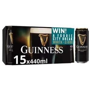 Guinness Draught Stout Beer 15x440ml Cans £14 @ Asda