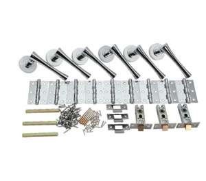 Wickes Bella Round Rose Door Handle Set - Polished Chrome 3 Pairs £26 @ Wickes Free click and collect