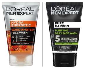 L'Oreal Paris Men Expert Hydra Energetic / Pure Charcoal (Blackhead Cleanser) Face Wash 100ml (£2.85/£2.55 on S&S)