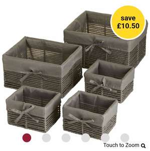 Wilko Paper Rope Baskets 5 pack available in grey or white - £4.50 free Click and Collect in selected stores @ Wilko