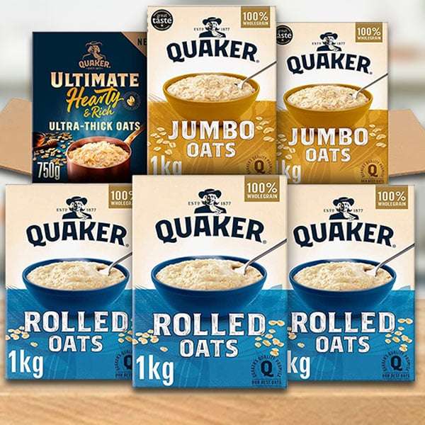 Quaker Assorted Traditional Oats Bundle 6 Boxes Total 5.75KG (BBE 29/01/23) - £8.99 (Min order £20) @ Discount Dragon