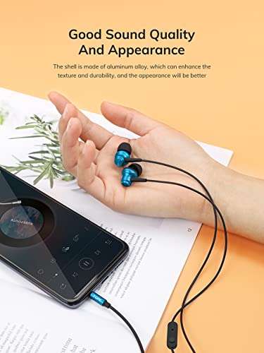 TOPK Earphones, In-Ear Headphones Earphones Wired with Microphone Bass High Definition 3.5mm Jack - £2.99 With Voucher @ TOPKDirect / Amazon