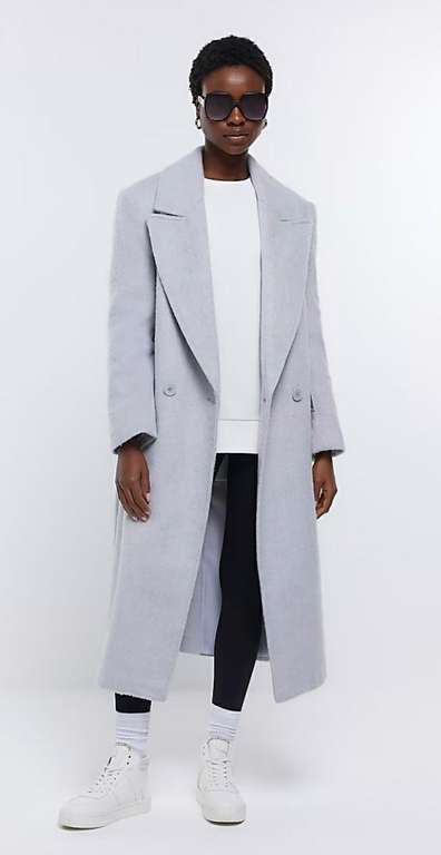 Grey Oversized Longline Coat - £28 with free click & collect @ River Island