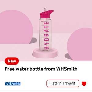 Free water bottle 750ML in black or pink from WHSmith veryme