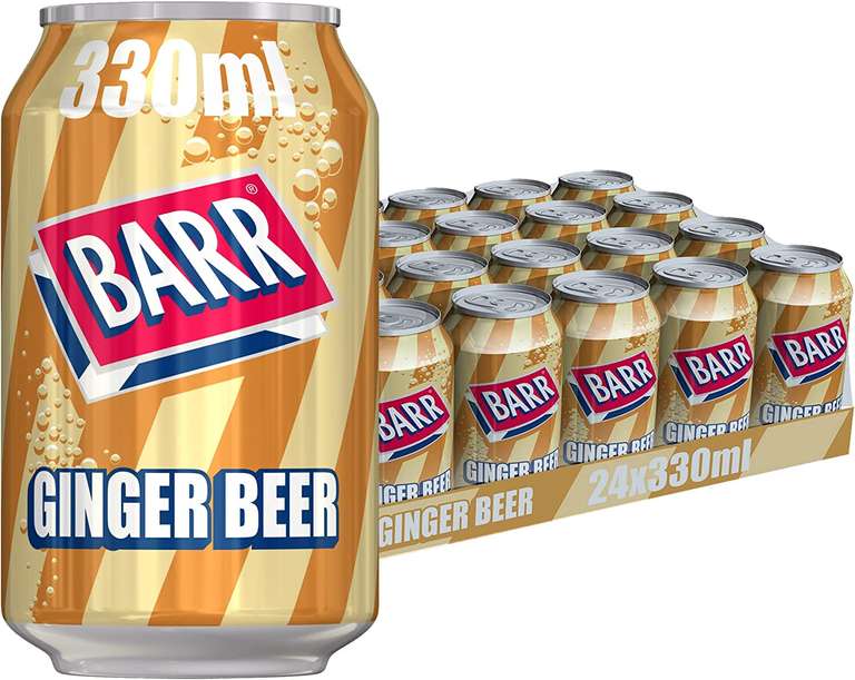 BARR since 1875, Ginger Beer, 24 pack Fizzy Drink Cans, Low Sugar, 24 x 330 ml S&S £6.65