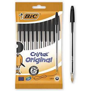 Bic Cristal Original Ballpoint Pens, Smudge-free with Medium Point (1.0 mm), Black, Ideal for Office and School, Pack of 10 £1.75 @ Amazon